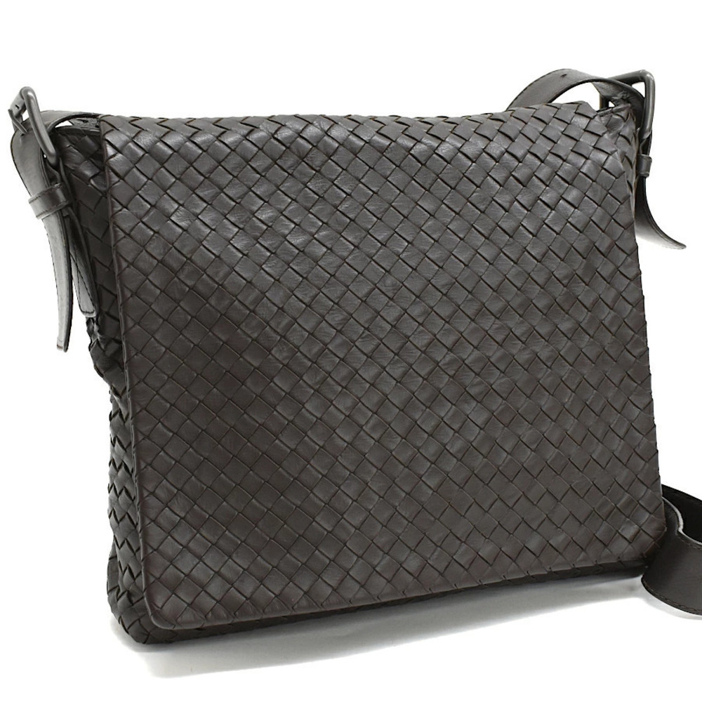 Bottega Veneta Crossbody Bag Intrecciato Leather Dark Brown